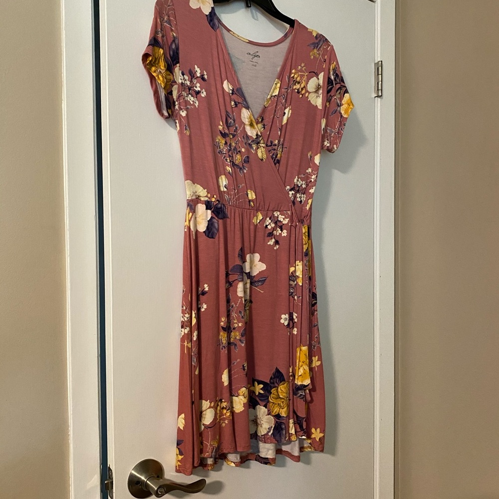Pink Floral Wrap Dress